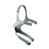 Adjustable gray CPAP mask headgear for sleep apnea therapy, isolated on white background