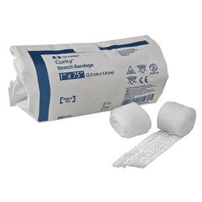 Medical stretch bandages, 1 inch x 75 inches, rolled and unrolled, for wound care