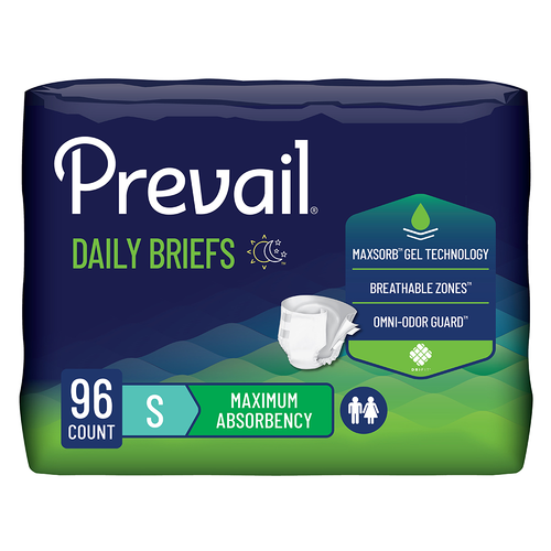 Prevail Incontinence Brief, Unisex, Maximum Absorbency, Size Small