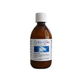 Brown Cyto-Q Max medical supplement bottle with white cap and blue label on white background.