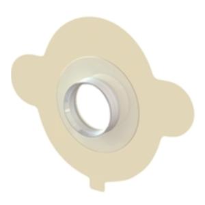 Ostomy barrier ring with adhesive backing for secure placement, used in stoma care.