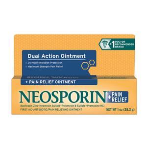 Neosporin dual action pain relief antibiotic ointment box, 1 oz, medical supply
