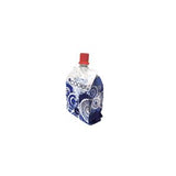 Insulated medical supply cooler bag with blue and white design and red cap, upright on white background.