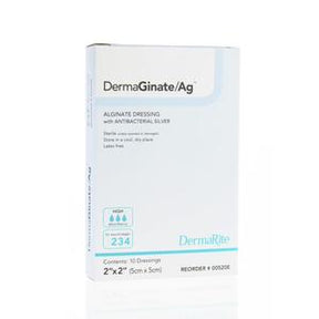 DermaGinate/Ag alginate dressing with antibacterial silver, 2x2 inch box, for wound care