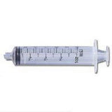Transparent medical syringe with clear measurement markings on white background