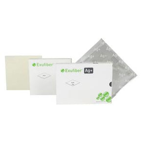 Exufiber Ag Plus wound dressings with antimicrobial packaging and product boxes