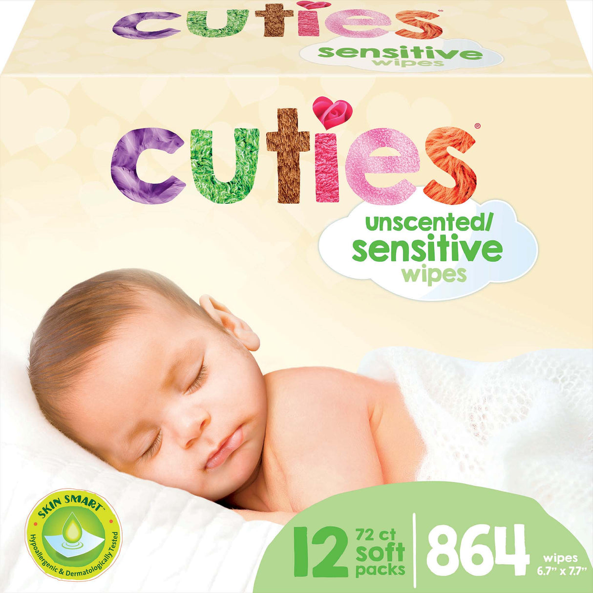Cuties Sensitize Unscented Baby Wipes Soft Pack with Press-Open Lid