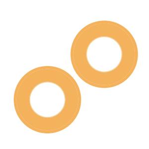 Two round adhesive medical tape rings on white background