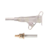 Medical IV extension set with luer lock connector and transparent tubing