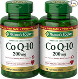 Nature's Bounty CoQ10 200mg twin pack, 80 softgels dietary supplement bottles