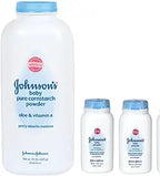 Johnson's baby pure cornstarch powder with aloe and vitamin E, moisture-absorbing bottles