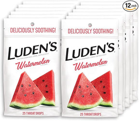 Luden's Watermelon throat drops 12 pack with watermelon slices on package front
