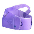 Purple adjustable medical back support belt with elastic straps for pain relief