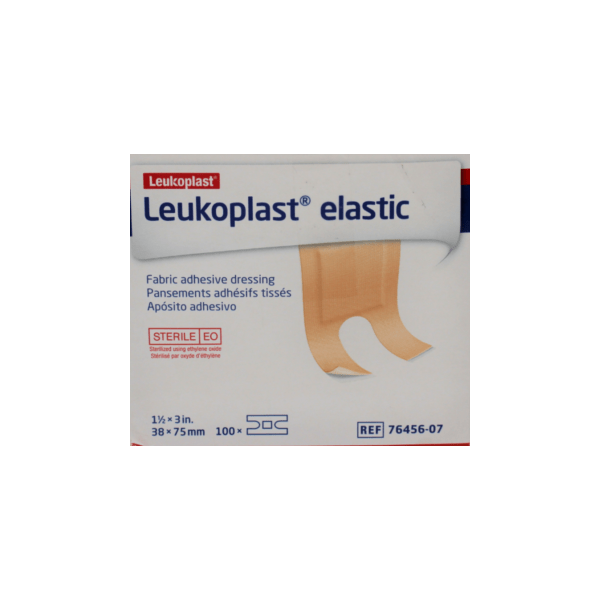 Leukoplast elastic adhesive bandage box for wound care, fabric dressing, sterile, 100 count