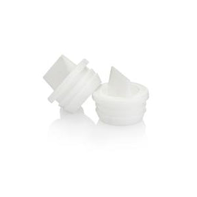 Plastic medical supply bottle adapters on white background, essential accessory for home care