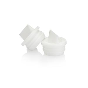Plastic medical supply bottle adapters on white background, essential accessory for home care