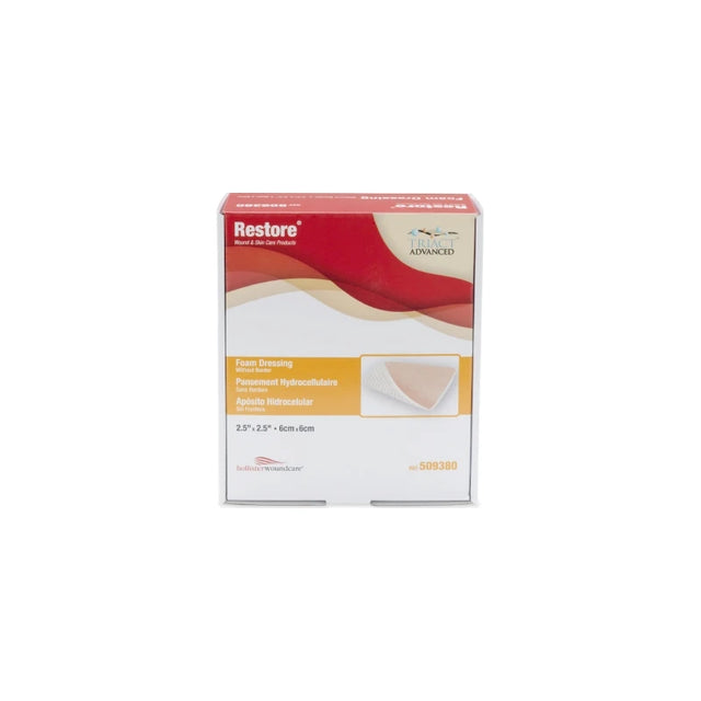 Restore foam dressing box for wound care, 2.5 x 2.5 inch sterile hydrocellular pads