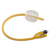 Latex Foley urinary catheter with inflation balloon and Dover branding, medical supply product