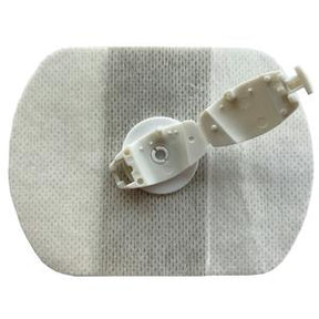 Adhesive medical infusion set patch with white connector for chronic care