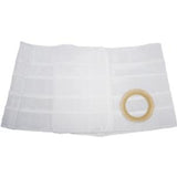 White ostomy support belt with beige stoma ring for medical supplies