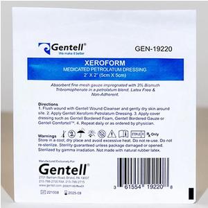 Gentell Xeroform Medicated Petrolatum Dressing, 2" X 2"