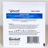 Gentell Xeroform medicated petrolatum dressing 2x2 sterile wound care gauze pad packaging