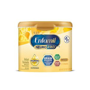 Enfamil NeuroPro infant formula powder container for brain development, DHA, 0-12 months.