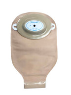 Beige ostomy bag with adhesive barrier for medical supply and home care use