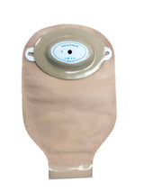 Beige ostomy bag with adhesive barrier for medical supply and home care use