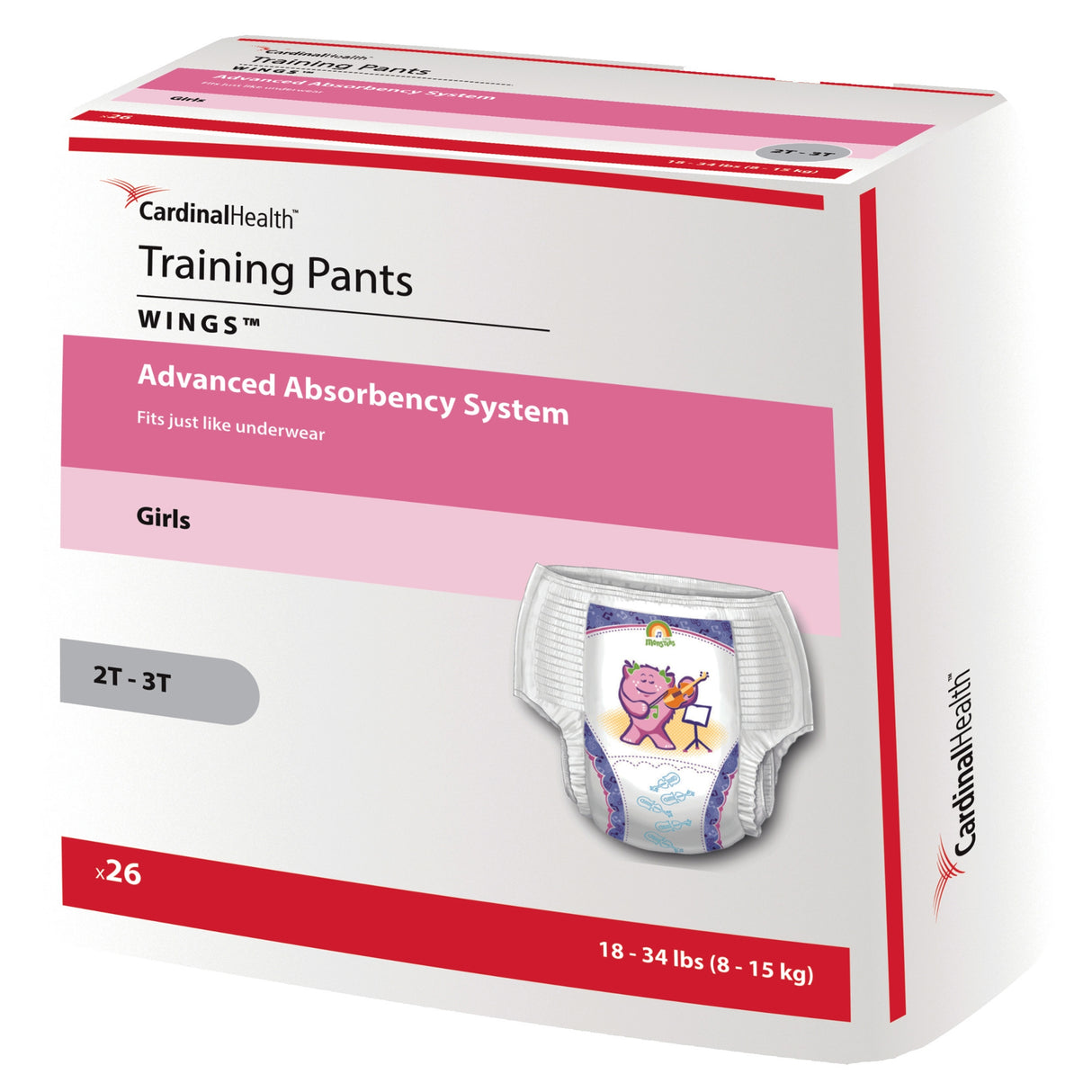Cardinal Health, Girls Training Pants, Wings, Medium, Under 34 Lbs, 2t-3t