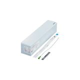 Sterile intermittent catheter kit with packaging and medical supplies on white background