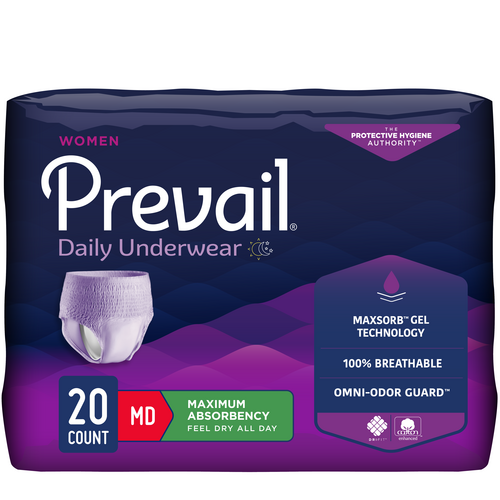 Prevail Underwear For Women, Small/Medium, 20" - 34" Waist