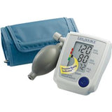 Digital blood pressure monitor with cuff and handheld pump for home health use