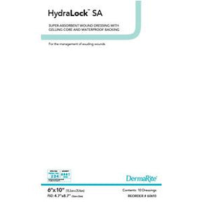 HydraLock SA super-absorbent wound dressing packaging, medical supply for wound care.