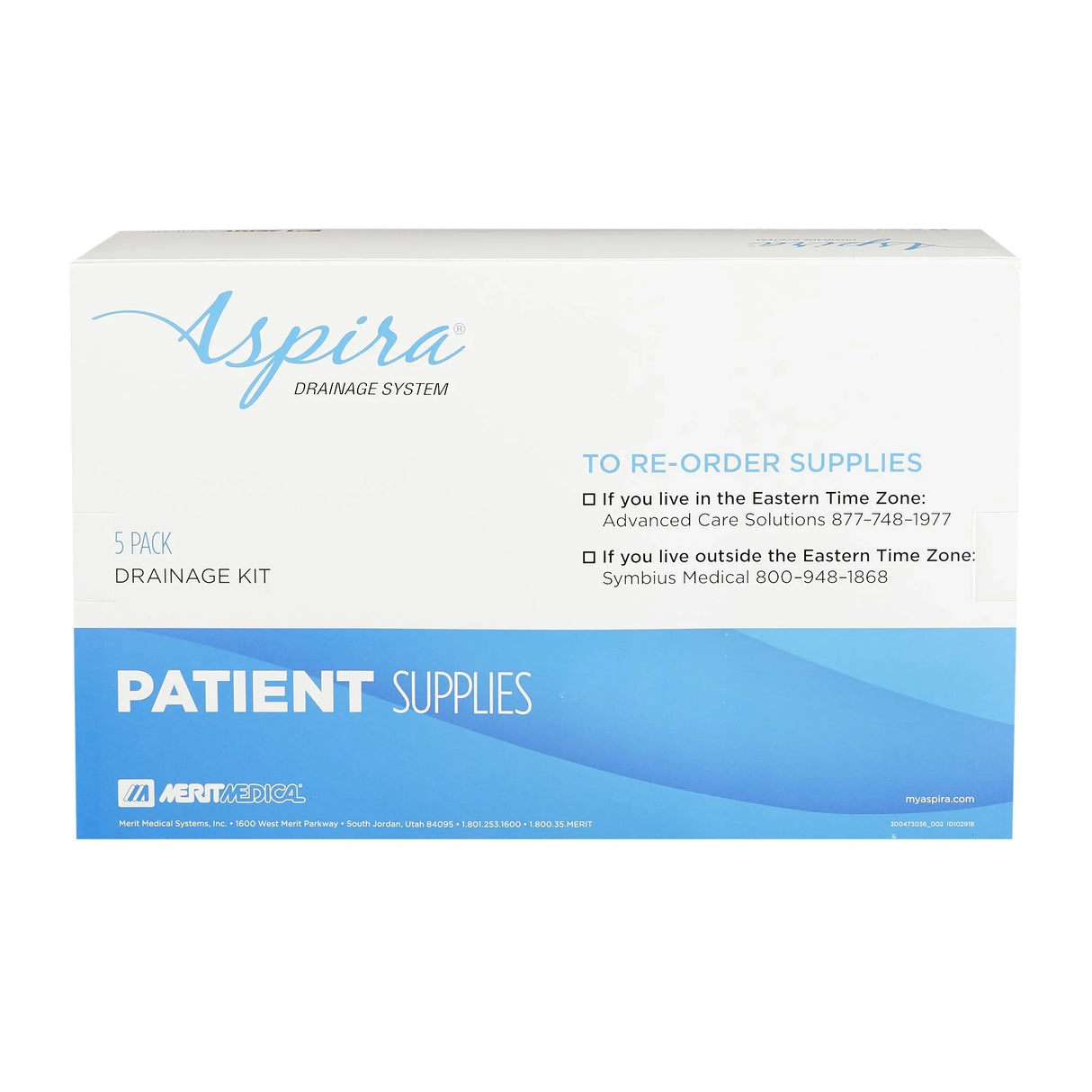Aspira drainage system 5 pack patient supplies box, medical drainage kit packaging