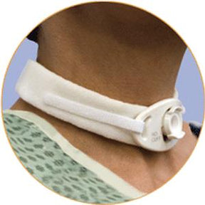 Tracheostomy tube holder securing a tracheostomy tube on a person's neck