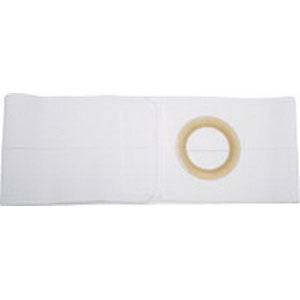 White ostomy belt with circular opening for medical support, shown on plain background