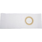 White ostomy belt with circular opening for medical support, shown on plain background