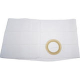 White ostomy belt with beige circular stoma opening, medical supply for chronic care