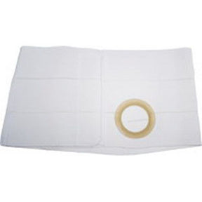 White ostomy belt with beige circular stoma opening, medical supply for chronic care