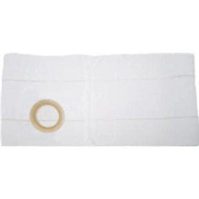 white ostomy support belt with circular opening, medical supplies for stoma care