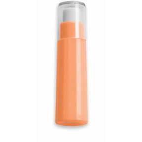 Orange medical supply container with clear plastic cap on white background