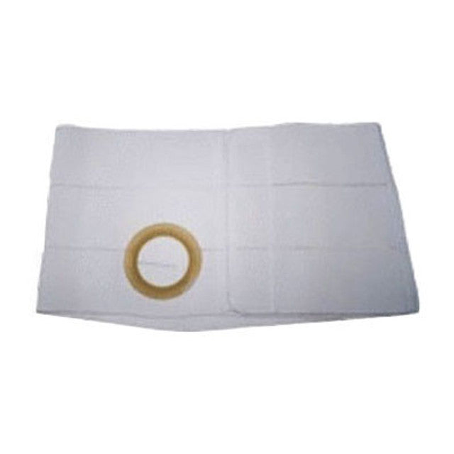 White ostomy support belt with round opening, medical supply for stoma care