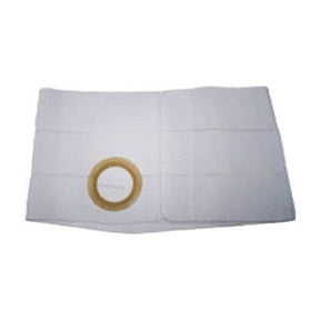 White ostomy support belt with round opening, medical supply for stoma care