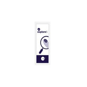 Explore5 product packaging with magnifying glass and test strip illustration