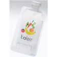 Reusable medical food pouch with fruit illustrations and a twist cap for home medical supplies