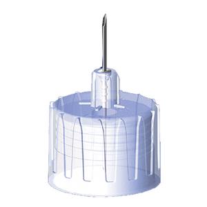 Transparent medical needle capped with clear plastic, essential supply for home healthcare