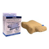 CPAP pillow with tan custom replacement cover and product packaging for sleep apnea support