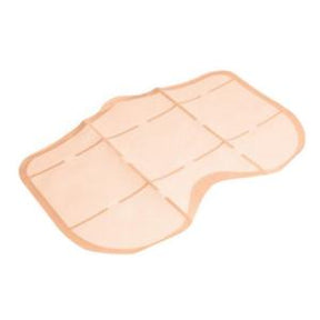 Large beige medical adhesive bandage dressing for wound care on white background