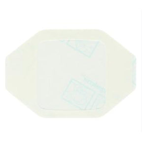 Transparent medical adhesive dressing on white background, wound care bandage pad